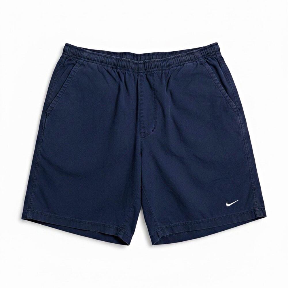 Nike Chino Shorts Men’s Regular M Navy Cotton Elastic Waist Drawstring Pockets